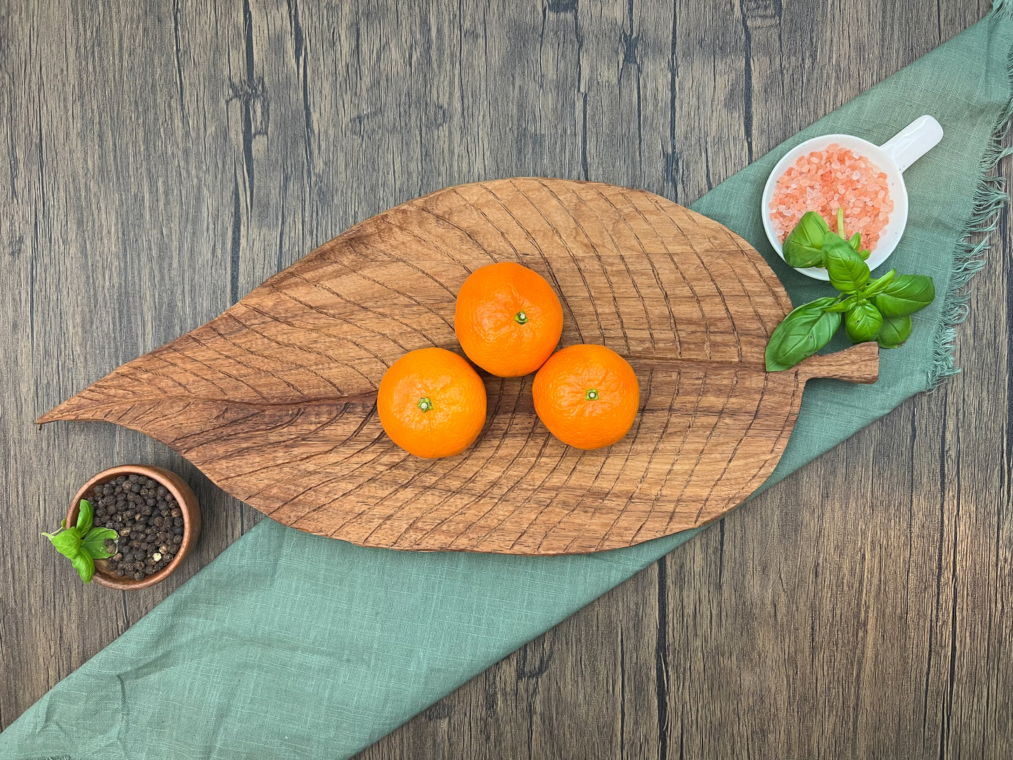 Hand-Carved Caribbean Walnut Leaf Tray