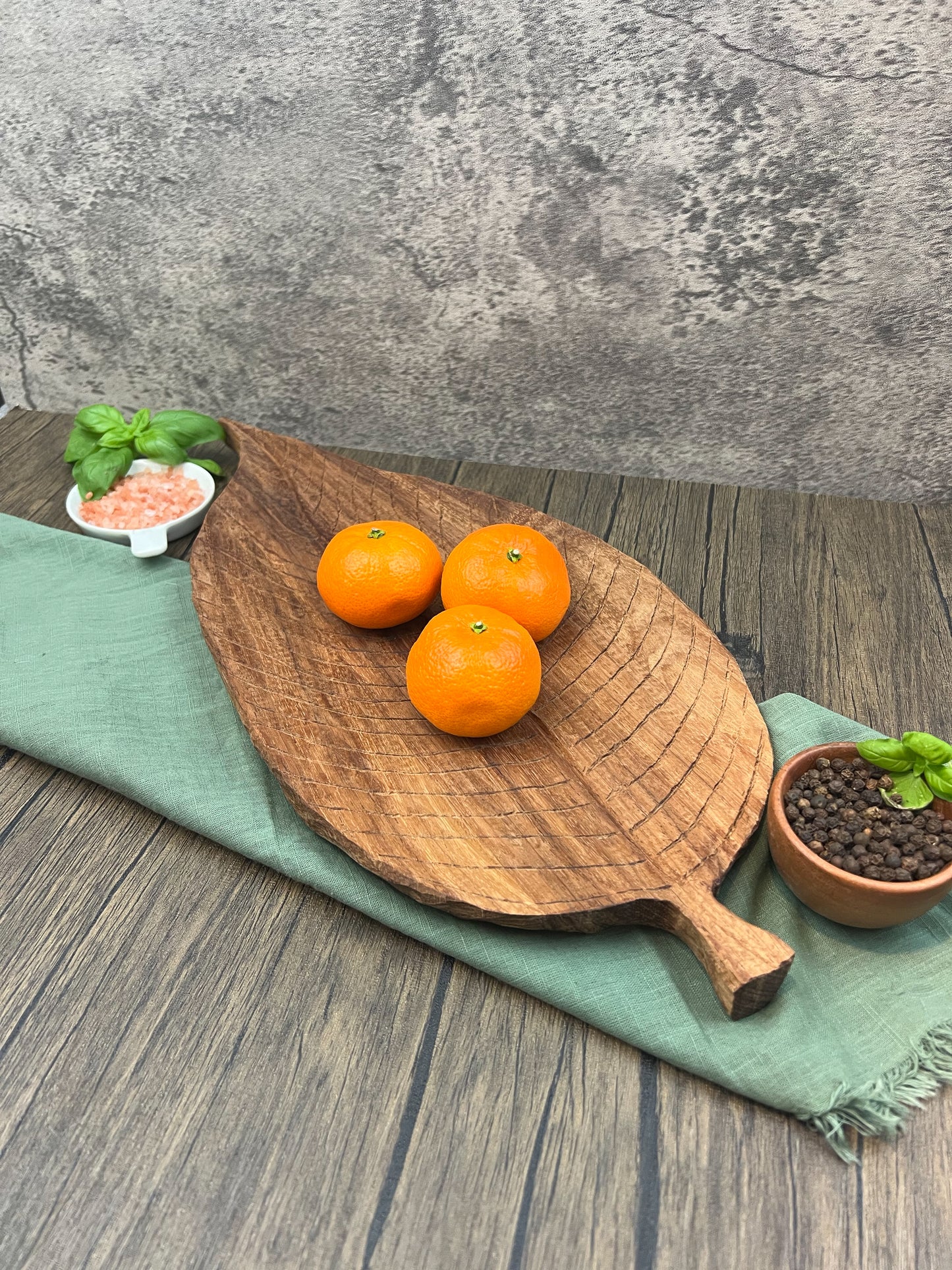 Hand-Carved Caribbean Walnut Leaf Tray