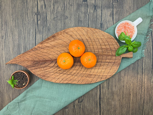 Hand-Carved Caribbean Walnut Leaf Tray